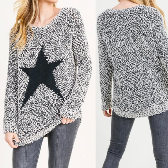 Doe & Rae Sweaters - Doe & Rae Star Sweater Black White Size Small NWT